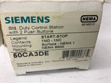 Siemens 50CA3DE Std Duty control Station w/ 2 Push Buttons START-STOP