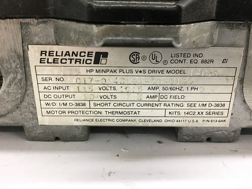 Reliance Electric 14C10 Minpak Plus V-S Drive .75 HP 90 VDV 7.5 Amps