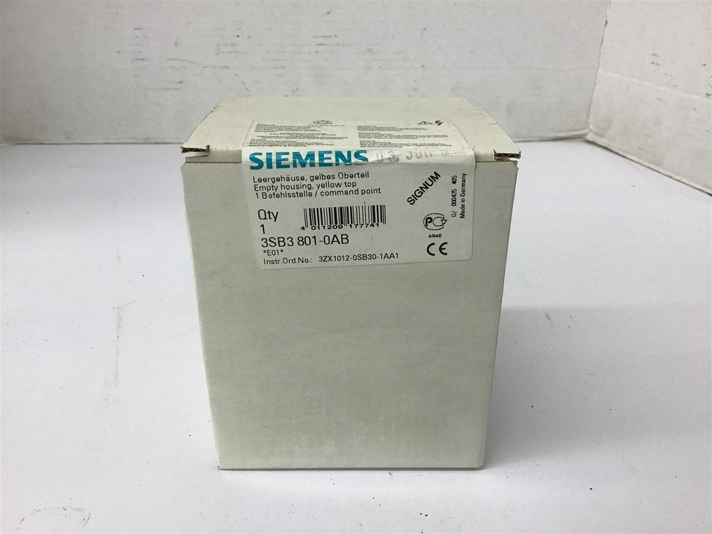 Siemens 3SB3 801-0AB Empty housing Yellow top