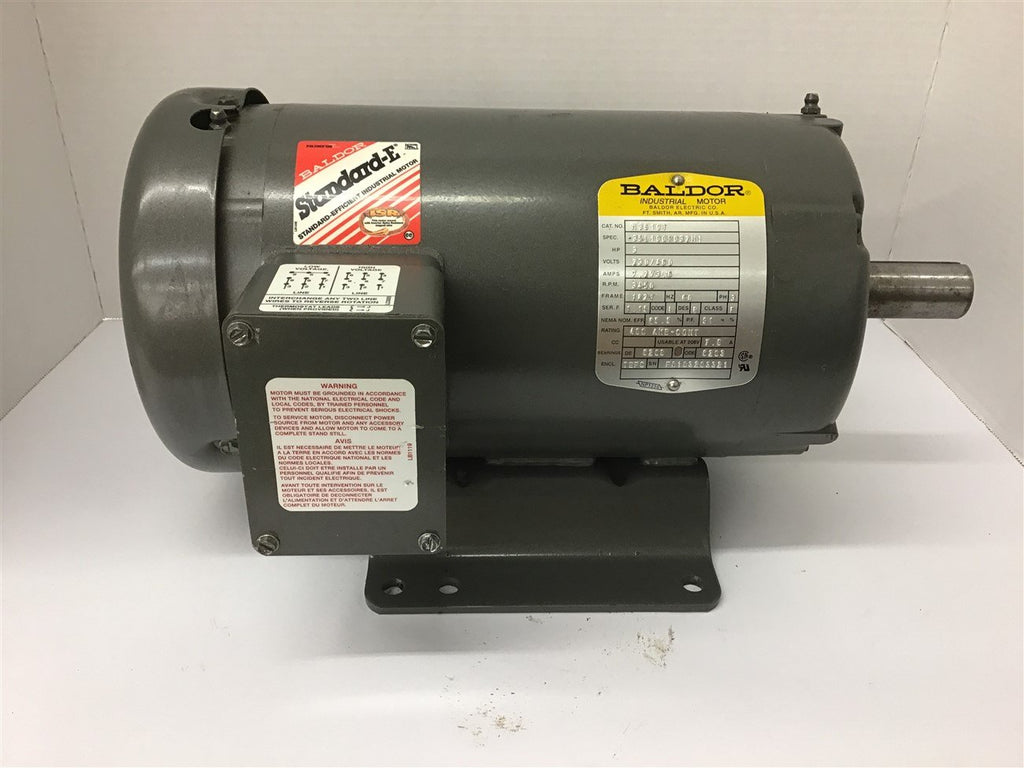 Baldor M3610T 3 Hp AC Motor 230/460 volts 3600 rpm 2P 182T Frame