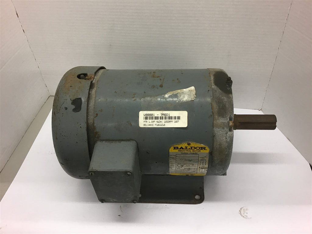 Baldor M3607T 1 1/2 Hp AC Motor 208-230/460 volts 1200 Rpm 6P 182T Frame