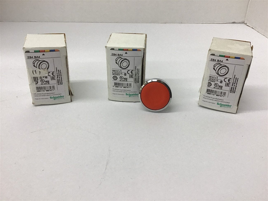 Schneider Electric ZB4 BA4 Red Flush Push Button Lot Of 3