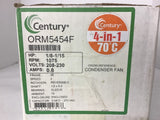 Century ORM5454F AC Motor 1/8-1/15 HP 208-230 volts 1075 Rpm 0.8 Amps 48 Frame