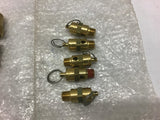 Five 1/8" 56PSI Brass Pop-Off Valves as Pictured Seven 3/8" Brass 90Degree Elbow