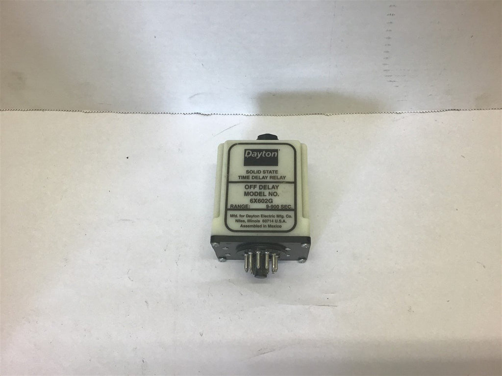 Dayton 6X602G Solid State Time Delay Relay 9-900 Sec