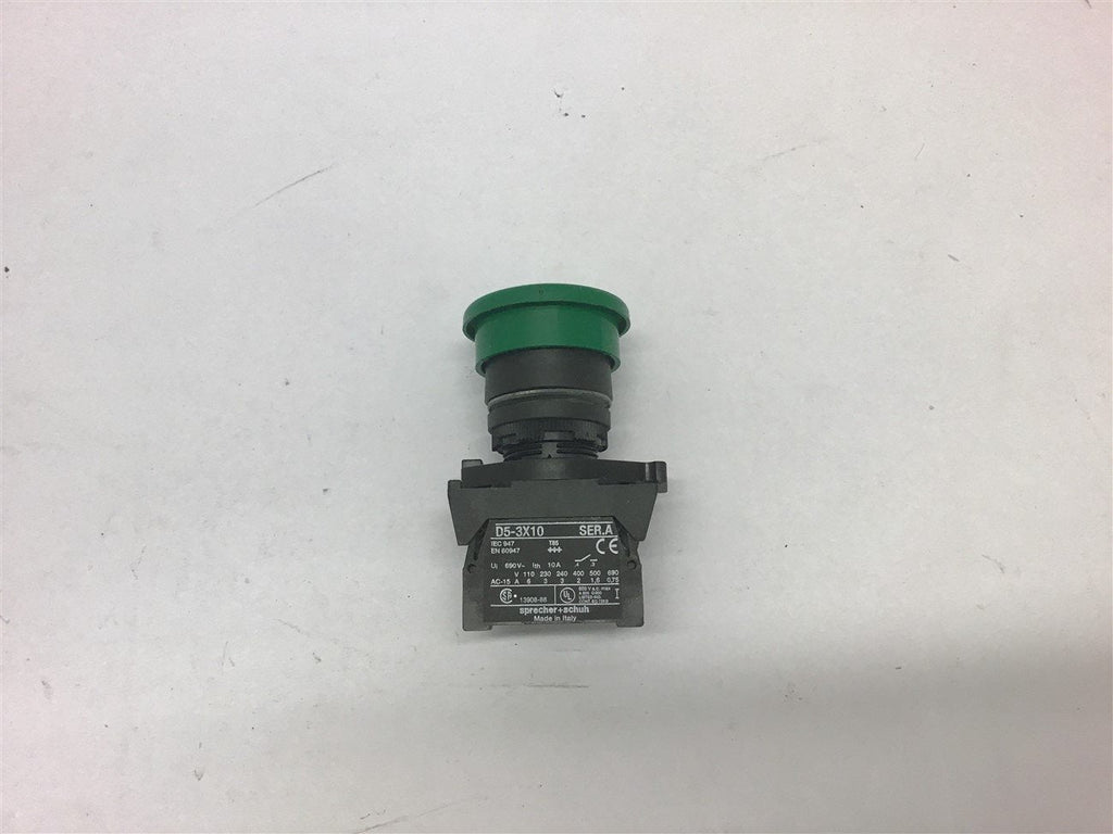 Sprechaer+Schuh D5-3X10 Contact Block w/ Green Pushbutton