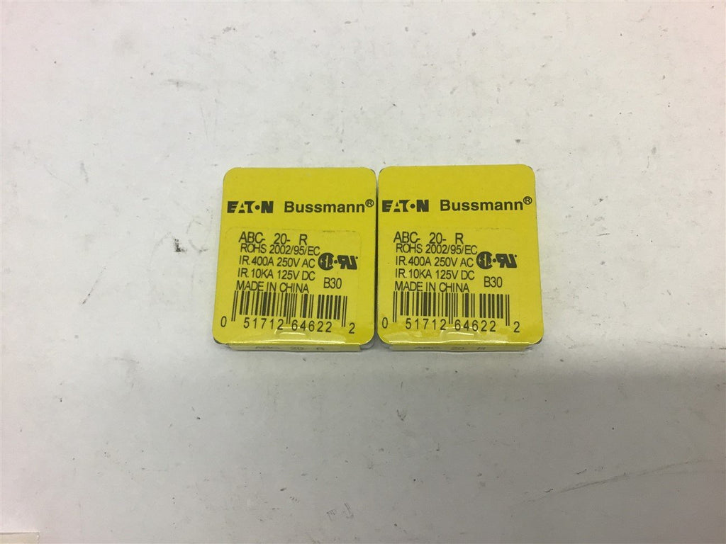 Bussmann ABC-20-R 20 Amp 250 VAc Miniture Fuse --Lot of 10