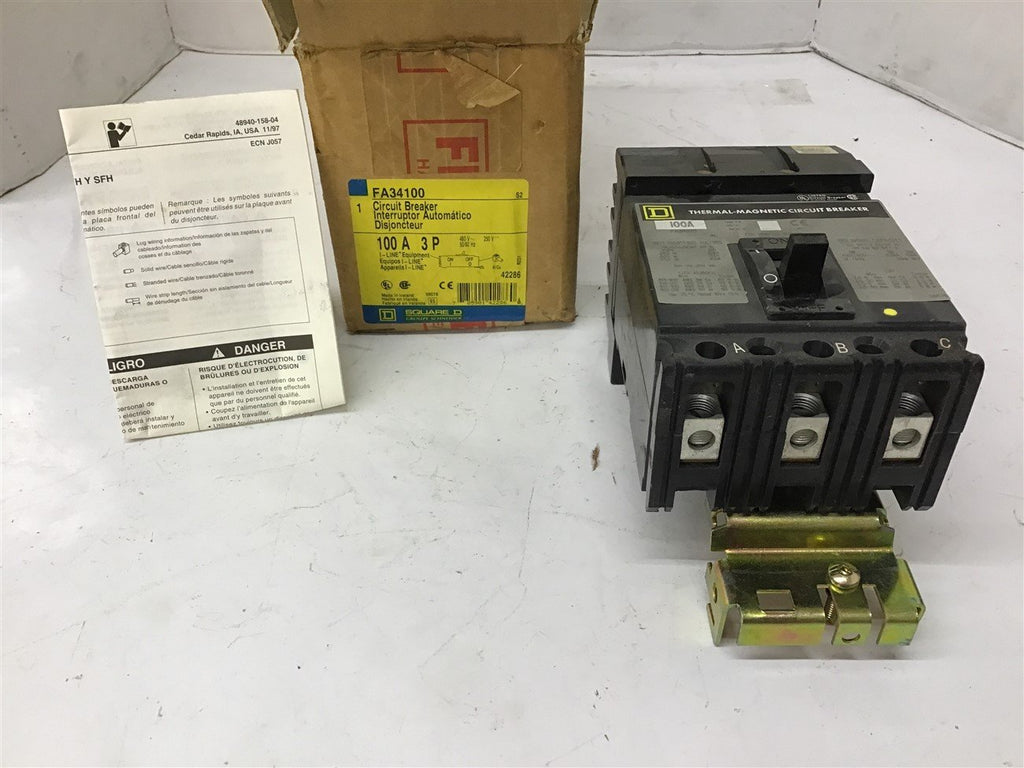 Square D FA34100 100 Amp Circuit Breaker 3 Pole