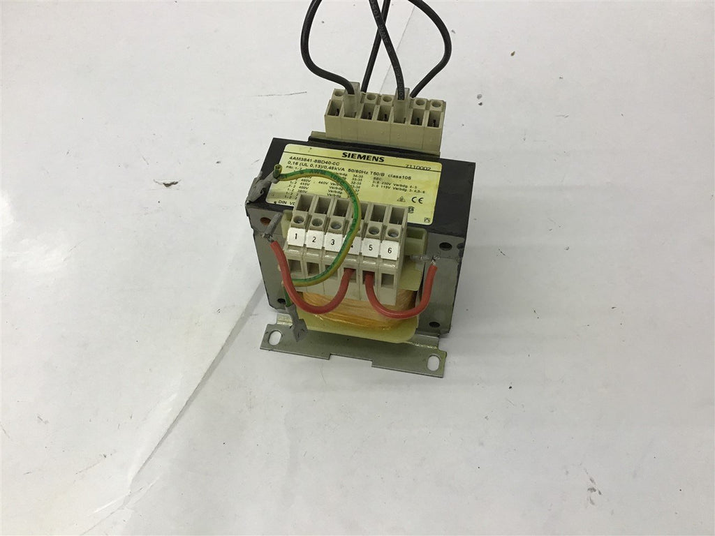 Siemens 4AM3841-8BD40-0C .49 KVA 480 V Pri 115 230 VAC Sec Transformer