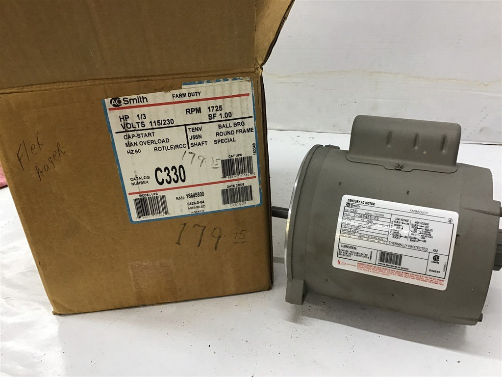 AO Smith C330 1/3 HP AC Motor 115/230 Volts 1725 Rpm 56N Round Frame