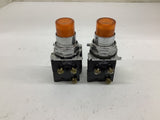 Cutler-Hammer 10250T/91000T Amber Pilot Light Lot Of 2