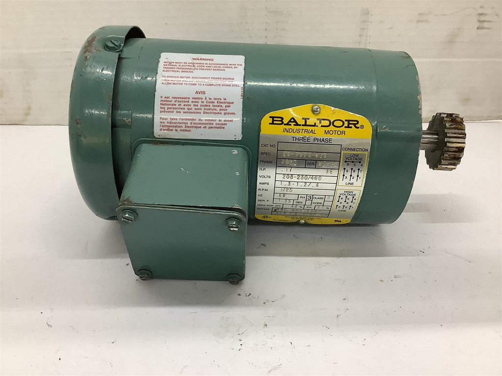 Baldor 33-1971-423 .17 Hp AC Motor 208-230/460 Volts 1800 Rpm 4P 48CZ Frame