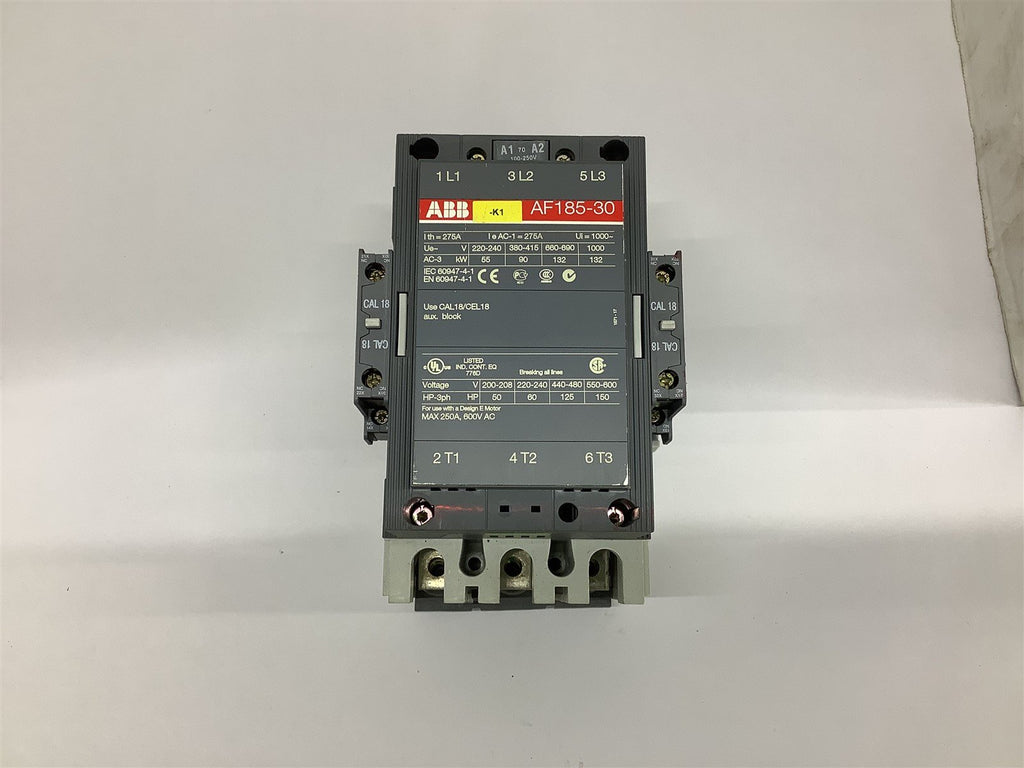 ABB AF185-30 480 Volt @ 125 HP Contactor 110-250 Volt Coil