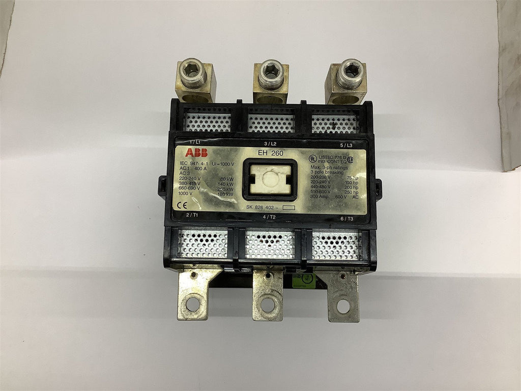 ABB EH260 Contactor 480 Volt @ 200 HP 400 Amp 3 Pole