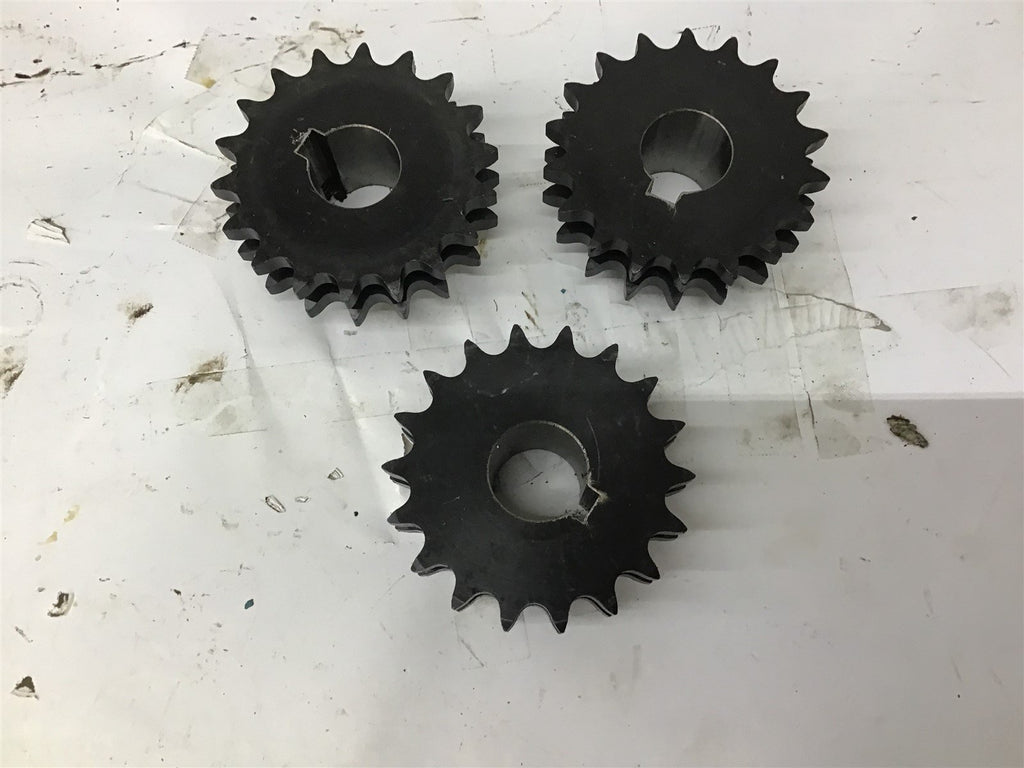 18 Teeth x 3/8 Key Way Width Double Chain 1/4" Row Width Sprocket Lot Of 3