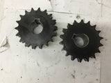 Sprocket 18 Teeth x 5/16" Key W x 15/16" ID Lot Of 2