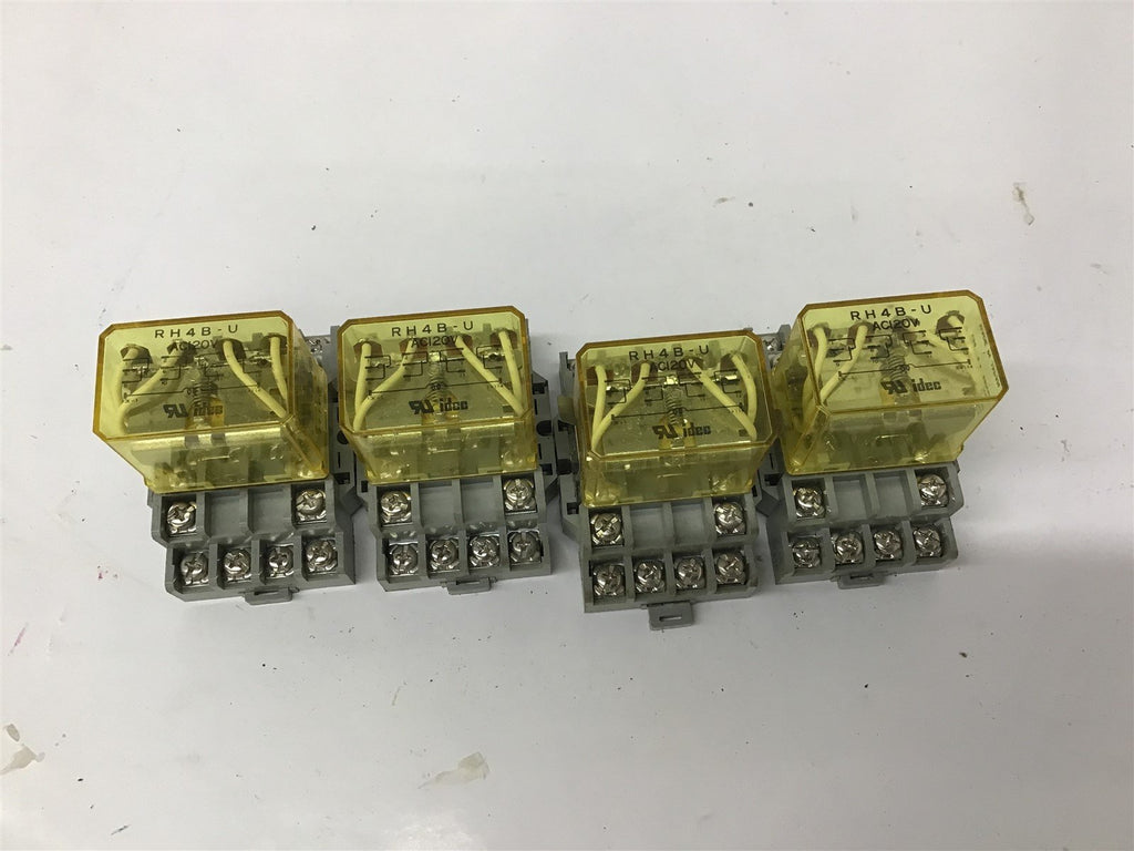 Idec RH4B-U 120 volt Relay With Base Lot Of 4