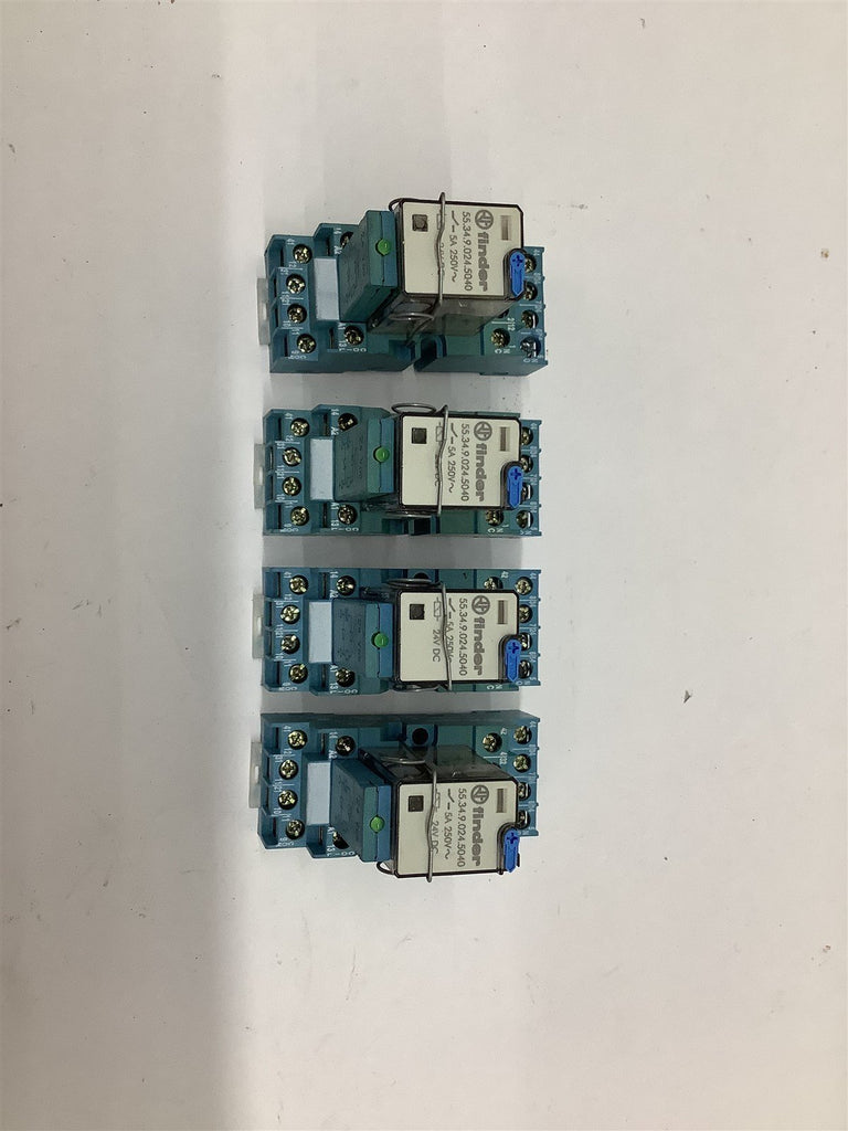 Finder 55.34.9.024.5040 Relay w/ Base 24 VDC Lot Of 4