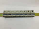 Telemecanique AB3-RV162U Terminal blocks Lot of 8 Mounted on Din Rail