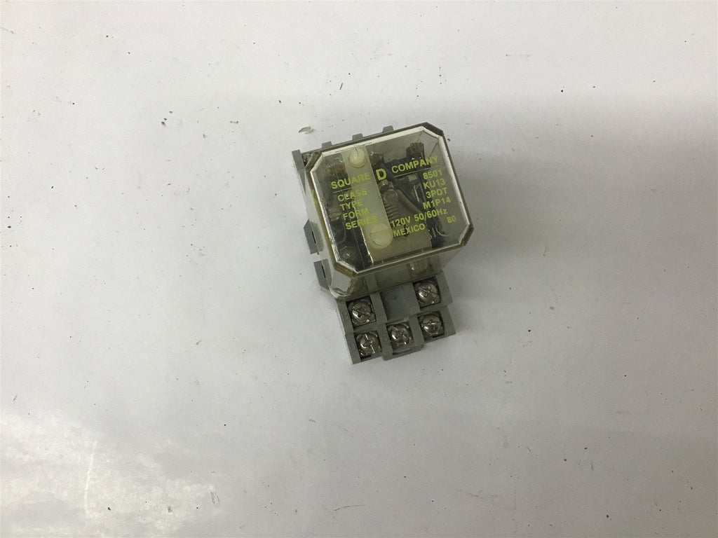 Square D 8501-KU13 120V Relay w/ 8501-NR82 Base 10A 300VAC