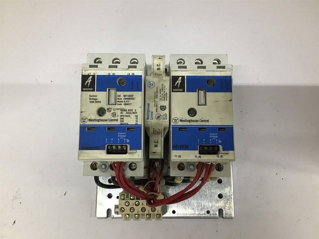 Westinghouse Control W211K2CF Advantage Reversing Contactor 120V 3 PH 45 Amps