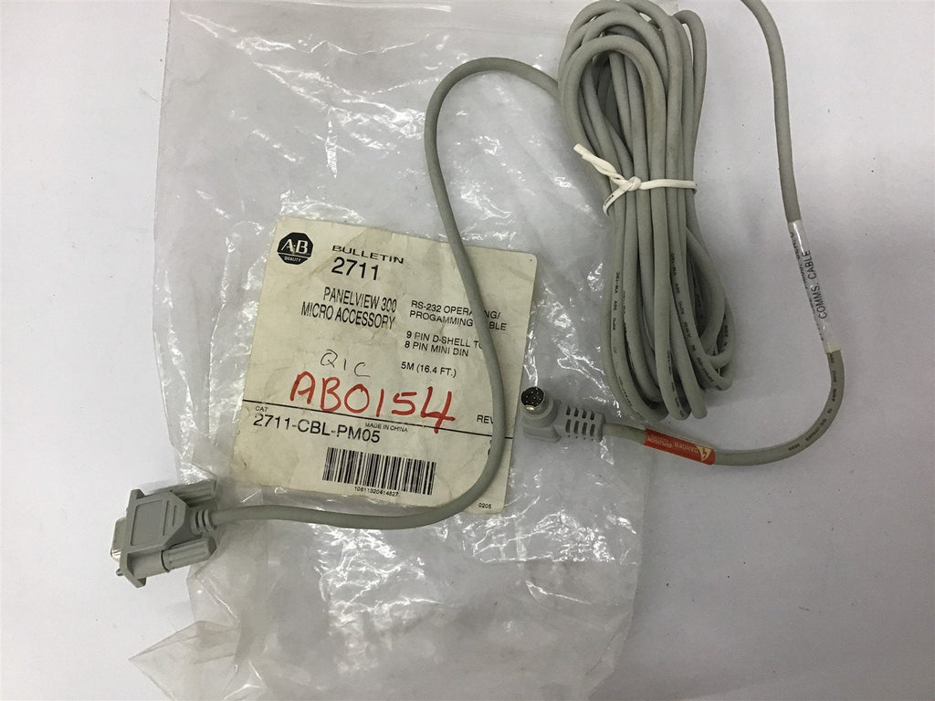 Allen-Bradley 2711-CBL-PM05 Programming Cable 9 Pin D-Shell to 8 Pin Mini Din