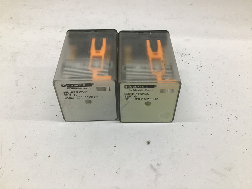 Square D 8501KPR12V20 Ser. G Octal Relay 8 Pin 120 V 50/60 Hz Lot Of 2