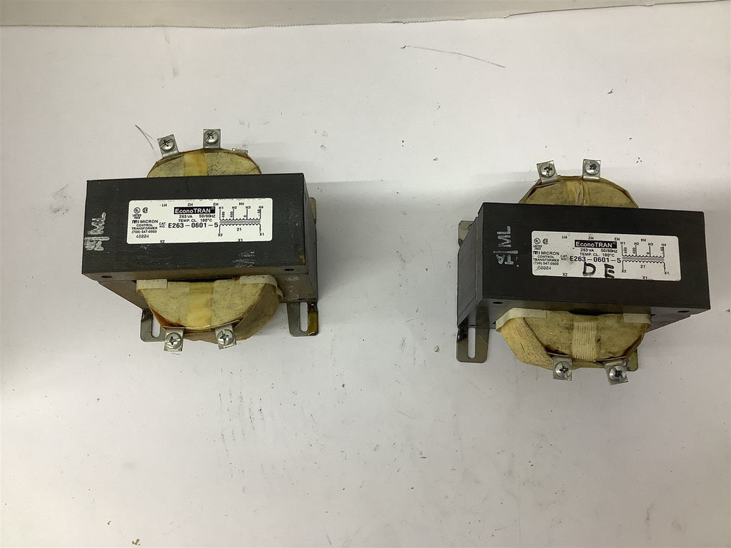 Micron Control EconoTran E263-0601-5 Transformer 263 VA 50/60 Hz Lot Of 2