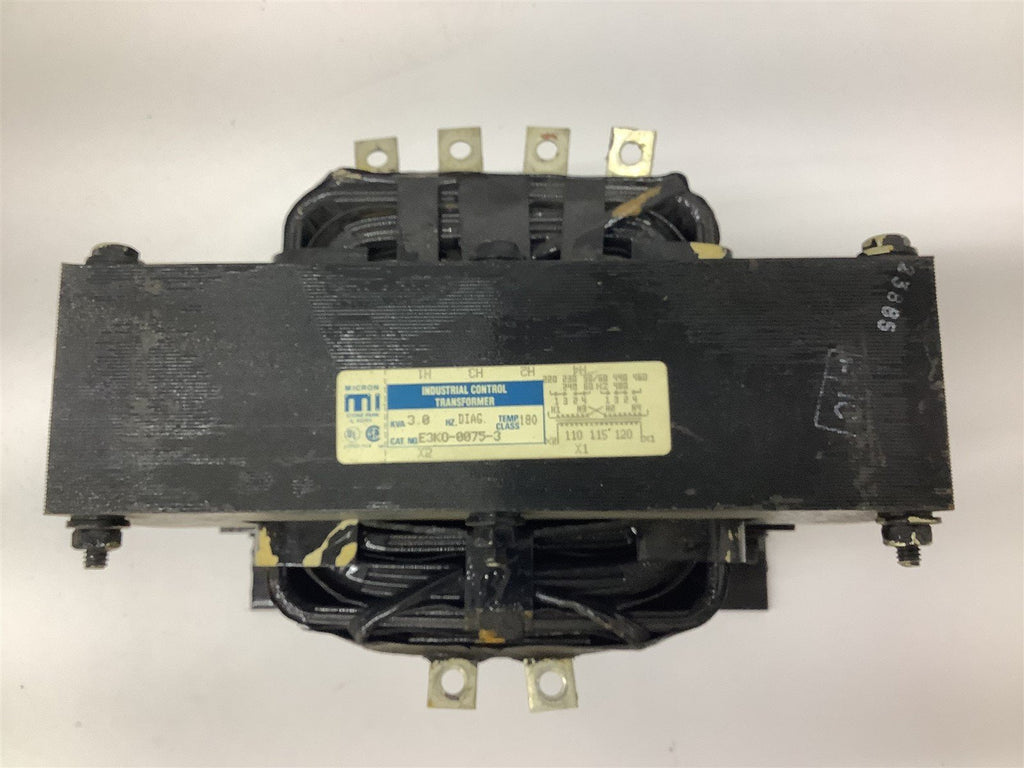 Cutler-Hammer Micron E3K0-0075-3 Industrial Control Transformer 3 KVA