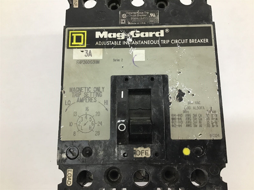 Square D FHP360031M Ser. 2 Circuit Breaker 3 A 600 VAC 3 P