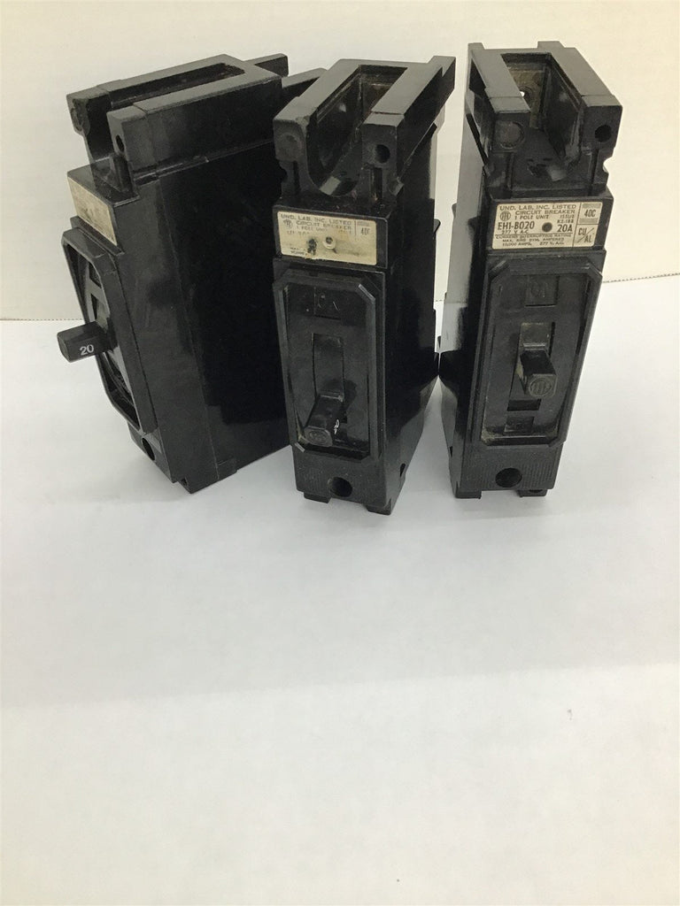 ITE EHI-BO20 Circuit Breaker 1 Pole 20 Amp Lot Of 3