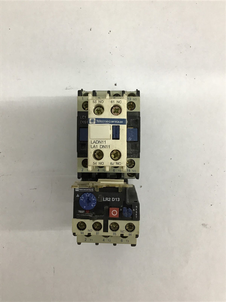 Telemecanique LC1D0910 Contactor/LR2D13 Relay/LADN11 AUX Block