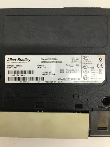 Allen-Bradley 1756-ENBT Ser. A Ethernet IP Module/ Communications Brid ...