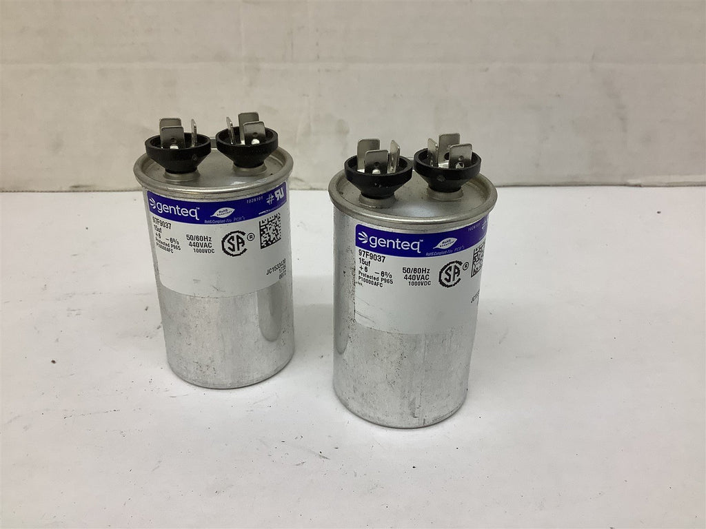 Genteq 97F9037 Capacitor 15UF 50/60Hz 440VAC 1000VDC Lot Of 2