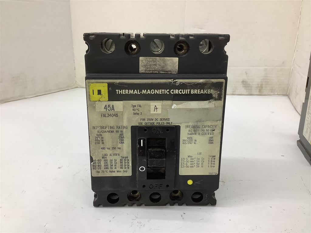 Square D FAL34045 45A 3P 480VAC Circuit Breaker