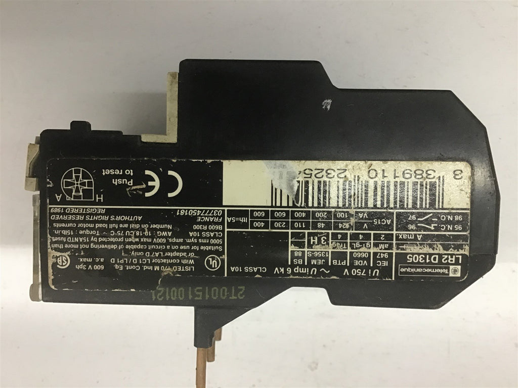 Telemecanique LR2 D1305 Thermal Overload Relay .63-1 Amps