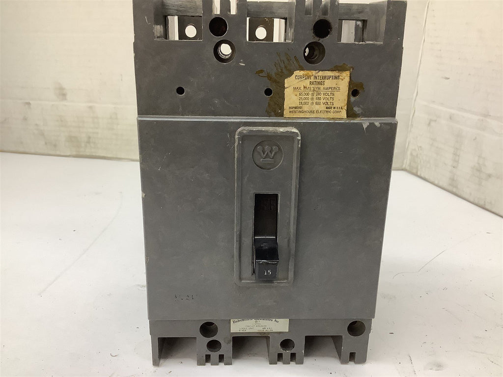 Cutler Hammer HFA3015 Circuit Breaker 15A 3P