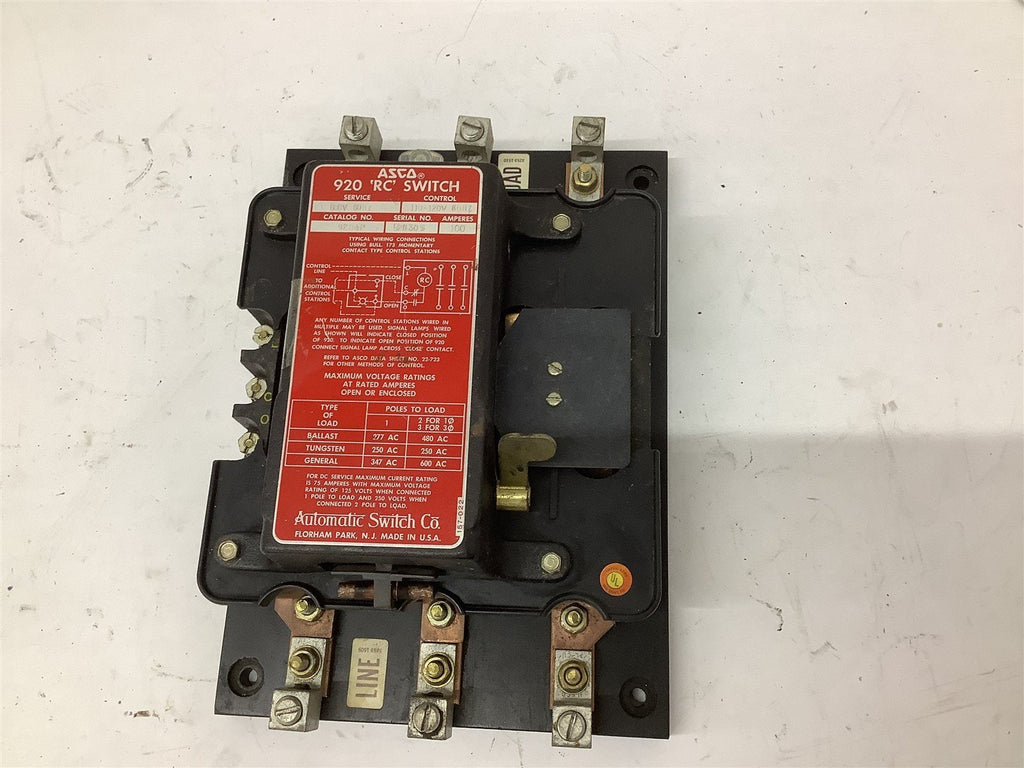 Asco 920 RC Switch 9204P BME Bearings and Surplus