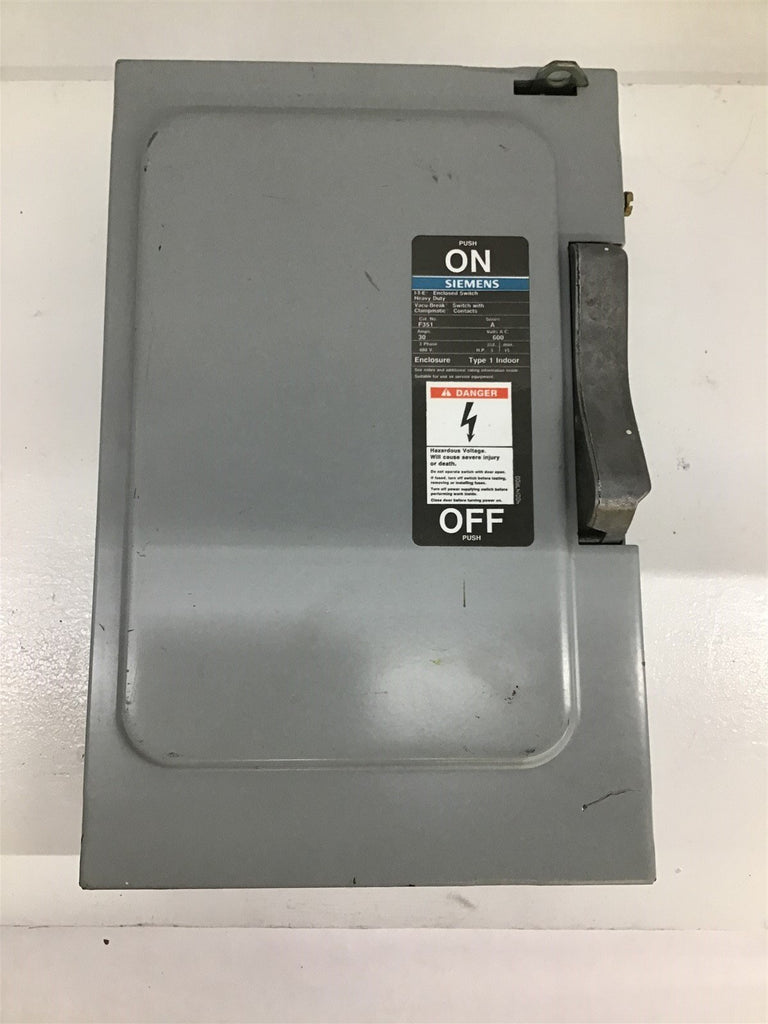 Siemens I-T-E F351 Enclosed Switch 30 Amp 480 Volt Type 1