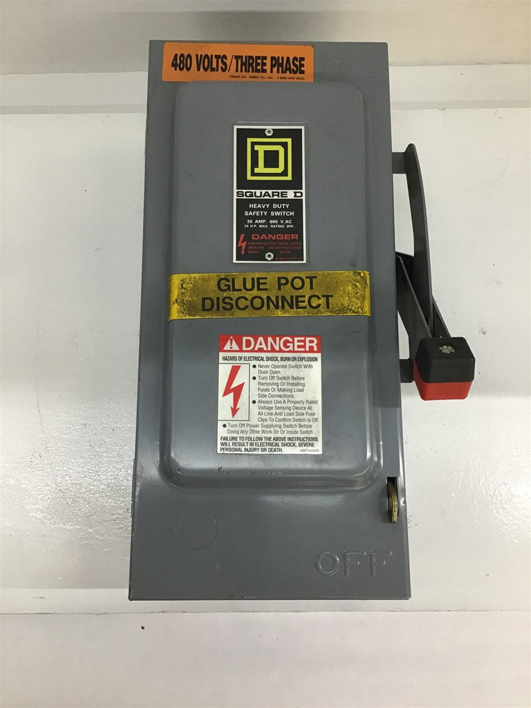 Square D H361 Safety Switch Single Throw Fusible 30AMP 600V