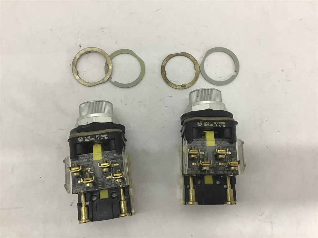 Allen Bradley 800TKDT413 Push Button Black With Contact Series D Block Lot Of 2