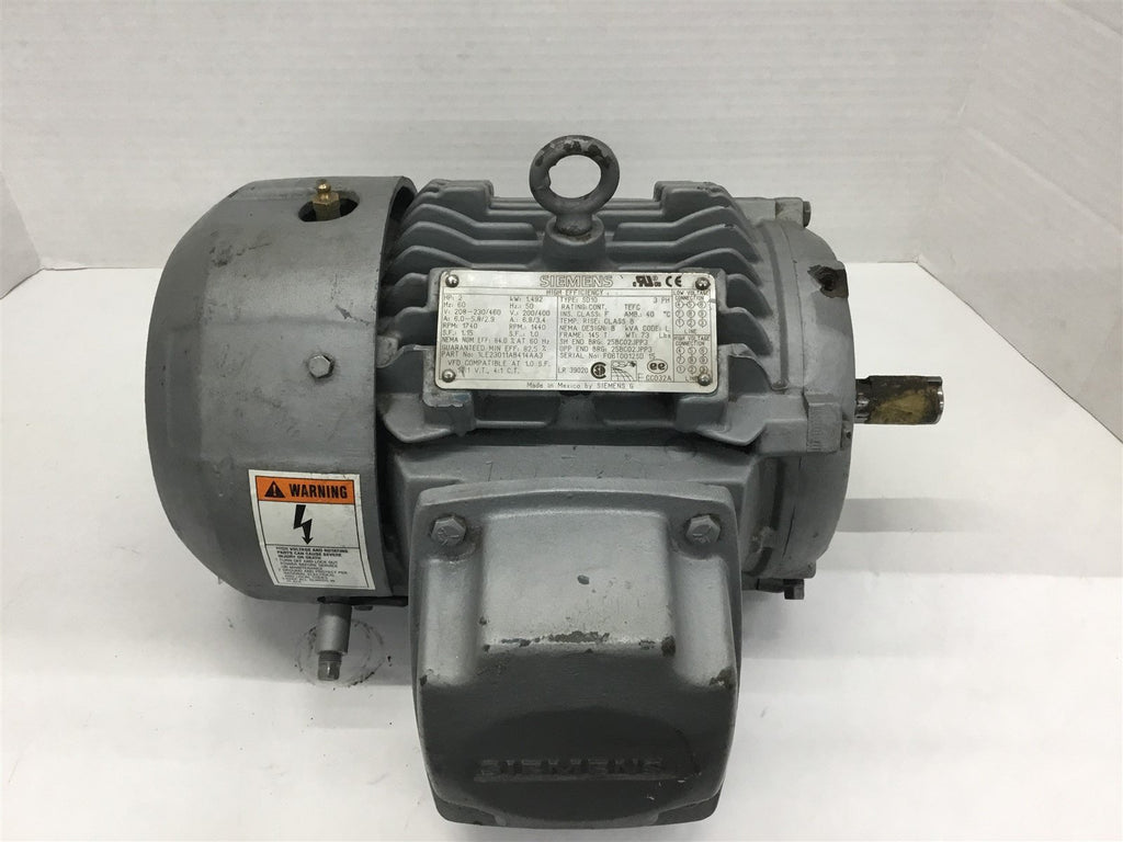 Siemens 1LE23011AB414AA3 Ac Motor 2 Hp 230/460 V 1800 Rpm 4P FR 145T 3Ph 60 Hz