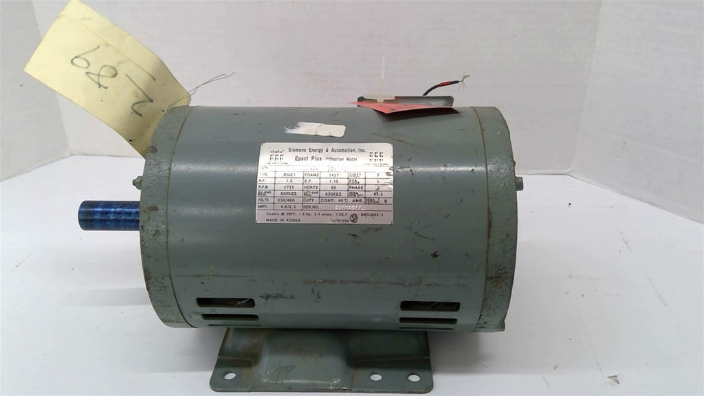 Siemens 51-533-429 AC Motor 1.5 Hp 230/460 V 1800 Rpm 4P Fr145T 3 Ph 60 Hz