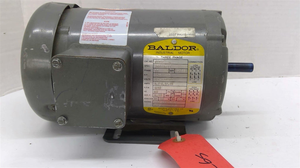 Baldor M3452 AC Motor .17 Hp 208-230/460 V 1200 Rpm 6P Fr 48 3 Ph 60 Hz TS