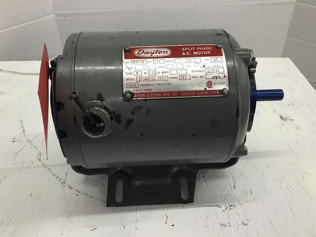 Dayton 5K977A AC Motor 1/4 115 V 1800 Rpm 4P Fr 56Z 1 Ph 60 Hz