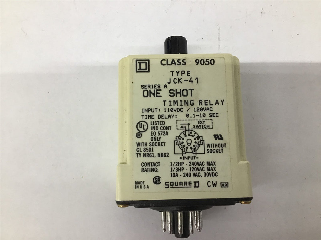 Square D 9050 JCK-43 Timing Relay 110 VDC