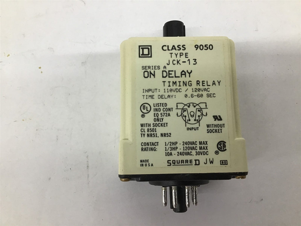 Square D 9050 JCK-13 110VDC / 120VAC 50-400 HZ Relay