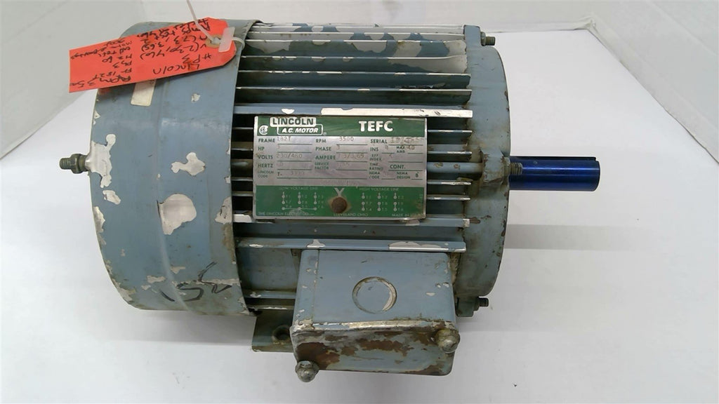 Lincoln 3 HP 3500 RPM 230/460V 60Hz 182T FR 3PH TEFC ENCL