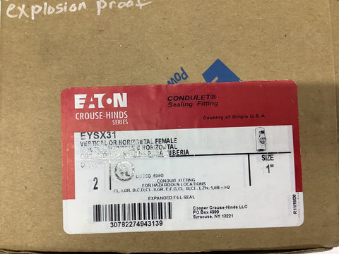 Eaton Crouse-Hinds EYSX31Vertical or Horizontal Female Condulet