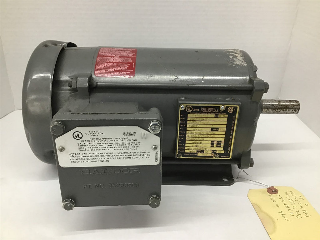 Baldor M707IT 2HP AC Motor 230/460V 3600 Rpm 2P 145T 3PH 60HZ TEFC